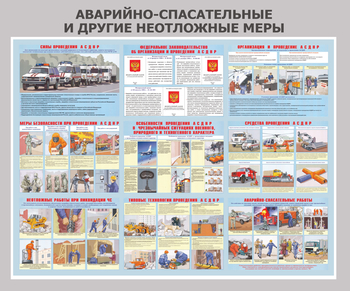 С55 аварийно-спасательные и другие неотложные меры (1200х1000 мм, пластик 3 мм, UF-печать) - Стенды - Стенды по гражданской обороне и чрезвычайным ситуациям - Магазин охраны труда ohranatruda-shop.ru
