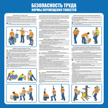 С95 Охрана труда при работе на складе. Нормы перемещения тяжестей (1000х1000 мм, пластик ПВХ 3мм, Прямая печать на пластик) - Стенды - Охрана труда на складе - Магазин охраны труда ohranatruda-shop.ru